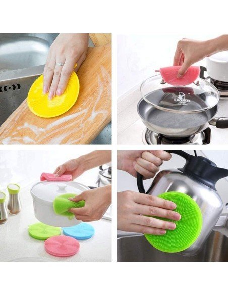 Setx3 Esponjas Multiusos Antibacterial Silicona Limpieza Setx3 Esponjas Multiusos Antibacterial Silicona Limpieza