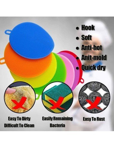 Setx3 Esponjas Multiusos Antibacterial Silicona Limpieza