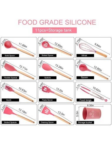 Setx12 Utensilios SIlicona Antiadherentes Cocina