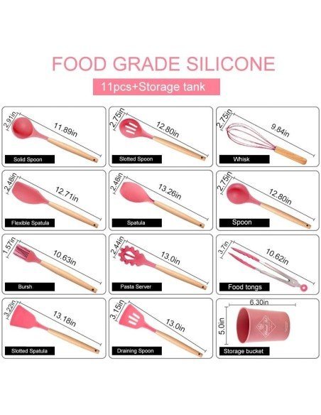 Setx12 Utensilios SIlicona Antiadherentes Cocina