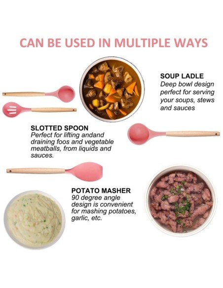 Setx12 Utensilios SIlicona Antiadherentes Cocina