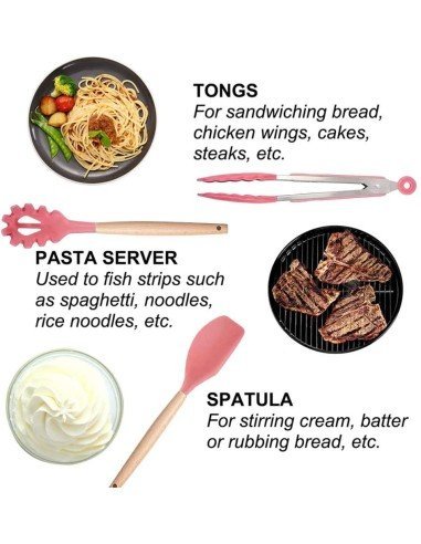 Setx12 Utensilios SIlicona Antiadherentes Cocina