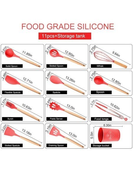Setx12 Utensilios SIlicona Antiadherentes Cocina