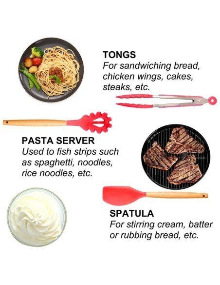Setx12 Utensilios SIlicona Antiadherentes Cocina