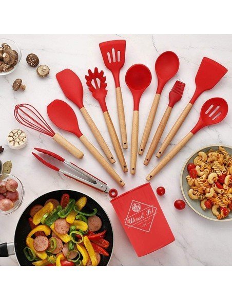 Setx12 Utensilios SIlicona Antiadherentes Cocina