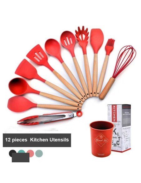 Setx12 Utensilios SIlicona Antiadherentes Cocina