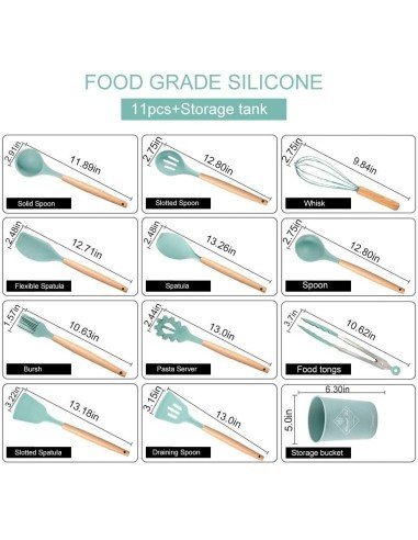 Setx12 Utensilios SIlicona Antiadherentes Cocina