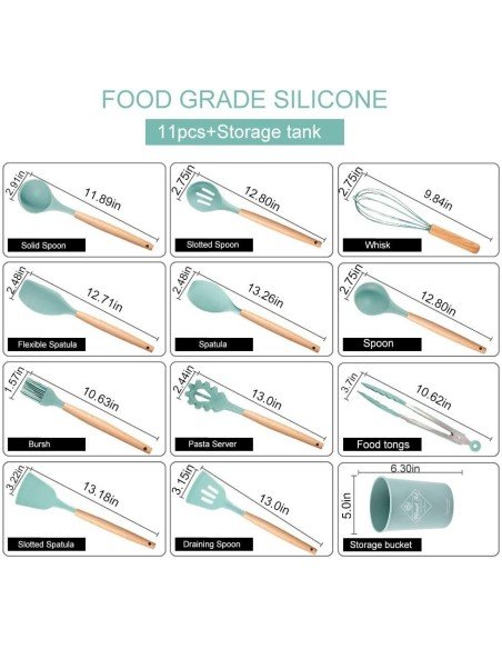 Setx12 Utensilios SIlicona Antiadherentes Cocina Setx12 Utensilios SIlicona Antiadherentes Cocina