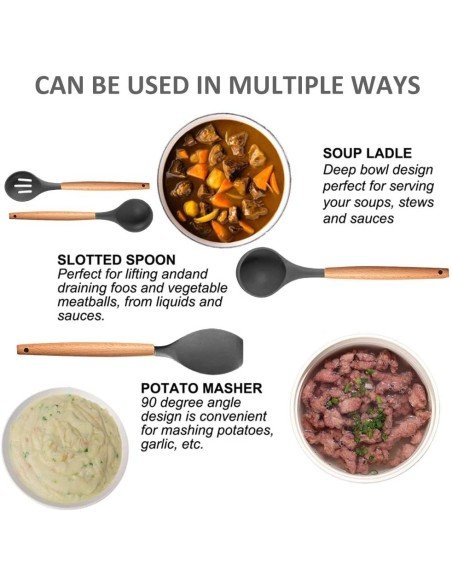 Setx12 Utensilios SIlicona Antiadherentes Cocina Setx12 Utensilios SIlicona Antiadherentes Cocina