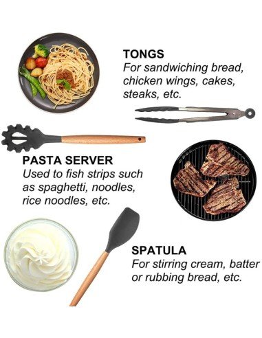 Setx12 Utensilios SIlicona Antiadherentes Cocina