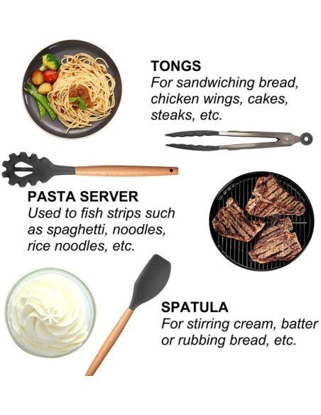 Setx12 Utensilios SIlicona Antiadherentes Cocina Setx12 Utensilios SIlicona Antiadherentes Cocina