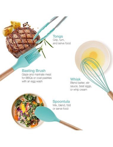 Setx12 Utensilios SIlicona Antiadherentes Cocina