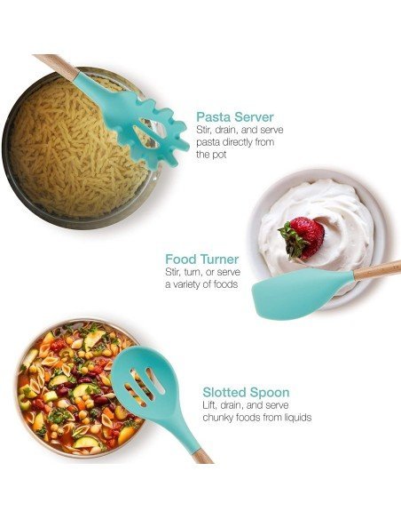 Setx12 Utensilios SIlicona Antiadherentes Cocina