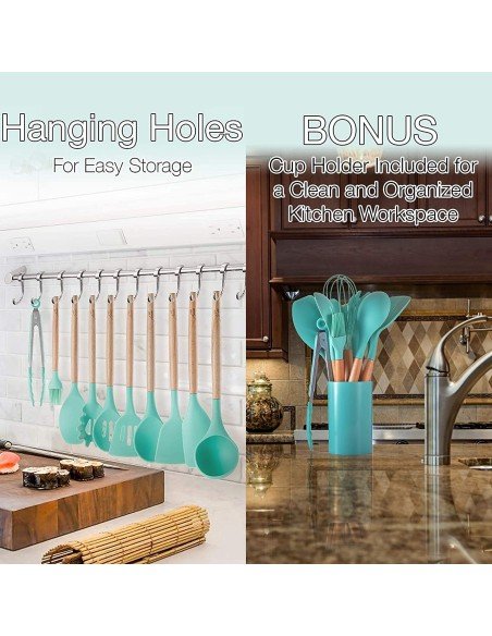 Setx12 Utensilios SIlicona Antiadherentes Cocina