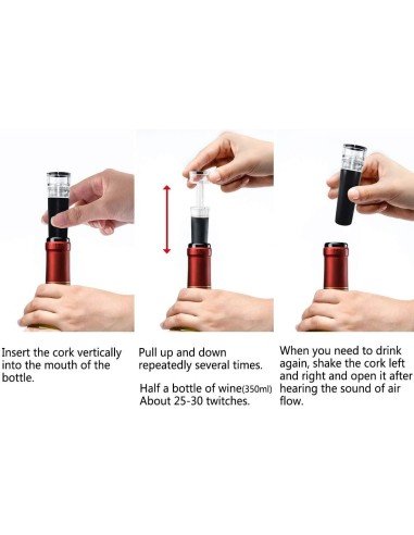 Tapón al Vacío Botella Vino Tapa Hermética Reutilizable Bartender