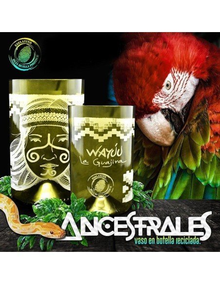 Vaso Reciclado Ancentrales Cultura Wayuú EseLatino .. deja huella posiva !!