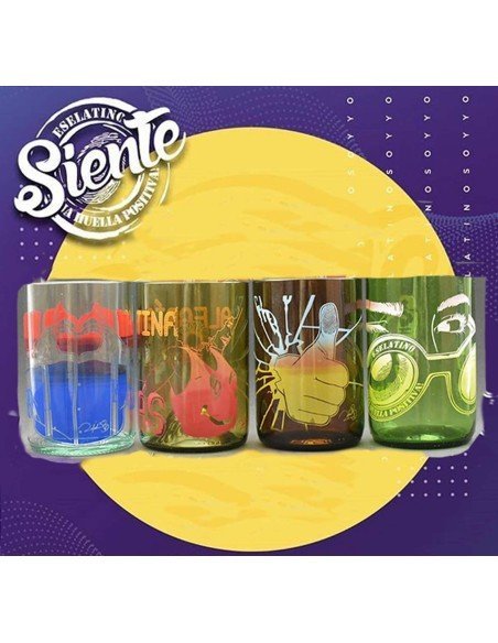 Pack x4 unidad Vasos Reciclados EseLatino .. deja huella positiva !!