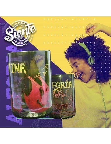 Vaso Reciclado Siente Alegría Latina EseLatino .. deja huella positiva !!