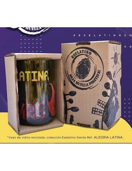 Vaso Reciclado Siente Latino EseLatino .. deja huella positiva !!