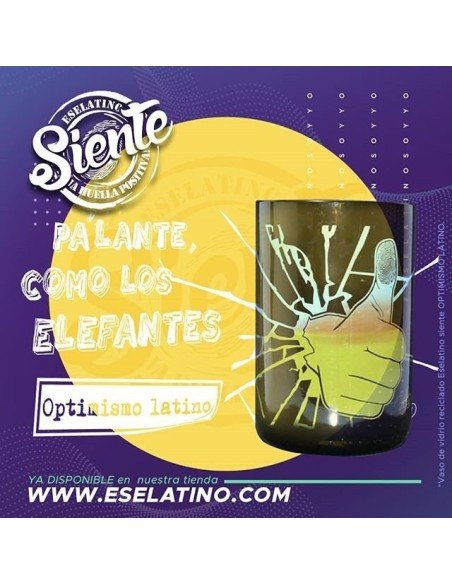Vaso Reciclado Siente Optimismo Latino EseLatino .. deja huella positiva !!