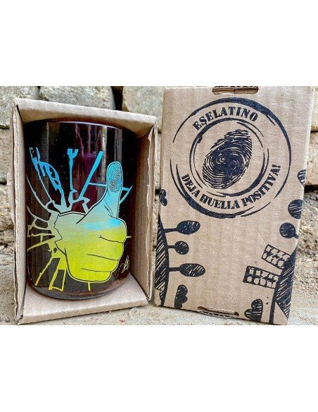 Vaso Reciclado Siente Optimismo Latino EseLatino .. deja huella positiva !!