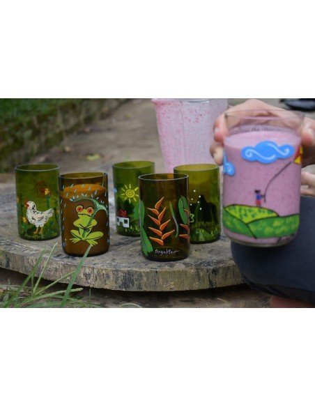 Packx6 Vasos SixPack del Campo Pintados a Mano!!