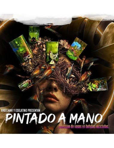 Vaso Reciclado Lluvia del Campo Pintado a Mano !!