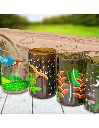 Vaso Reciclado Viento del Campo Pintado a Mano !!