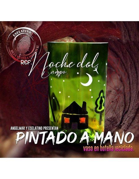 Vaso Reciclado Noche del Campo Pintado a Mano !!