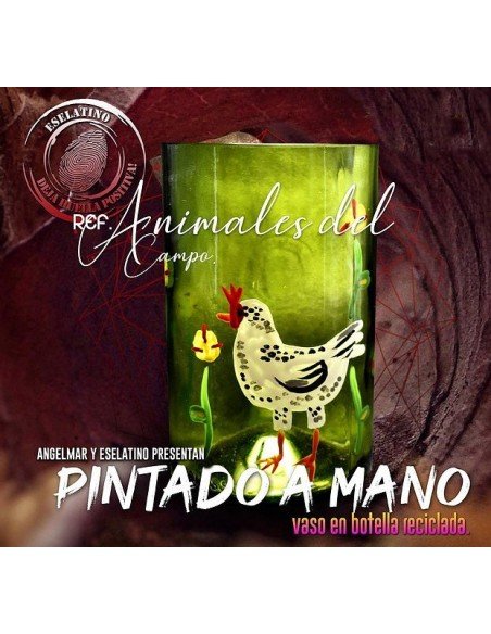 Vaso Reciclado Animales del Campo Pintado a Mano !!