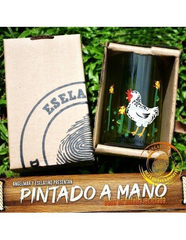 Vaso Reciclado Animales del Campo Pintado a Mano !!