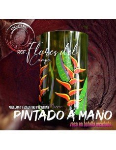 Vaso Reciclado Flores del Campo Pintado a Mano !!