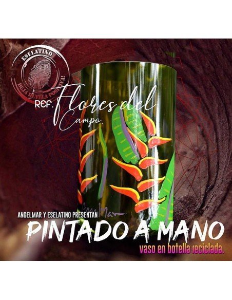 Vaso Reciclado Flores del Campo Pintado a Mano !!