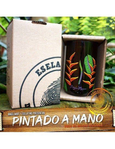 Vaso Reciclado Flores del Campo Pintado a Mano !!
