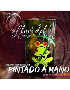 Vaso Reciclado Lluvia del Campo Pintado a Mano !!