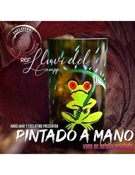 Vaso Reciclado Lluvia del Campo Pintado a Mano !!