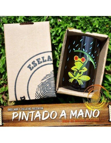 Vaso Reciclado Lluvia del Campo Pintado a Mano !!