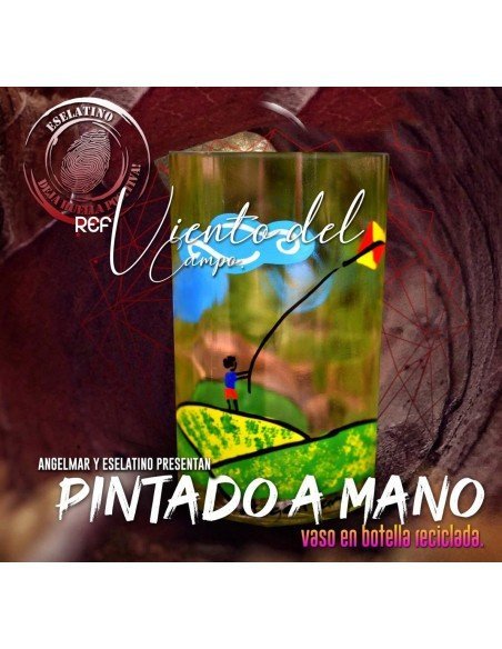 Vaso Reciclado Viento del Campo Pintado a Mano !!