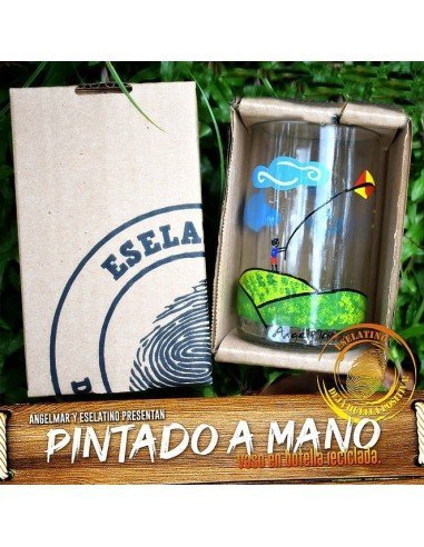 Vaso Reciclado Viento del Campo Pintado a Mano !!