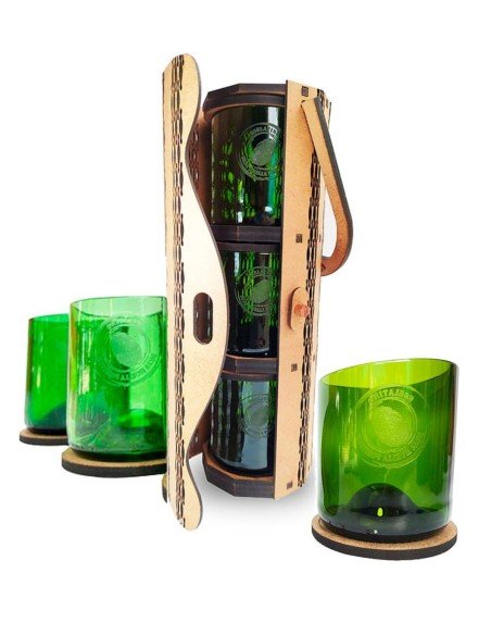 Licorera Lujo 3 Vasos reciclados Whisky Ecológico eseLatino