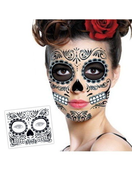 Tatuaje temporal Máscara Dia de los Muertos Roses Tatuaje temporal Máscara Dia de los Muertos Roses