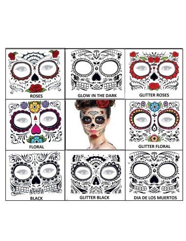Tatuaje temporal Máscara Dia de los Muertos Roses