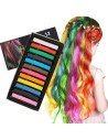Caja de 12 Tizas Temporal Color Hair Chalk para el Cabello, Mechas y Mechones de Color