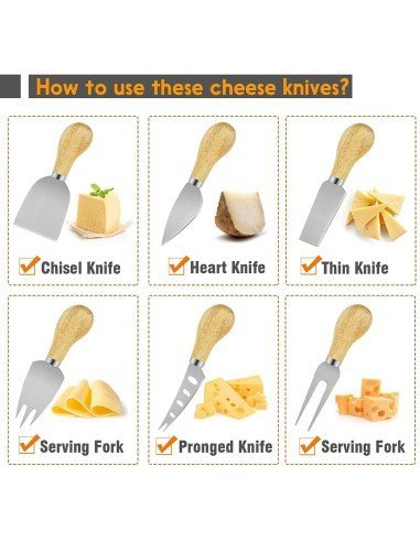 Setx6 Cuchillos Palas Queso Utensilios Charcutería