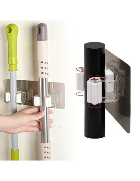 Organizador Wall Mount Multiusos colgador de útiles de Aseo, escobas..