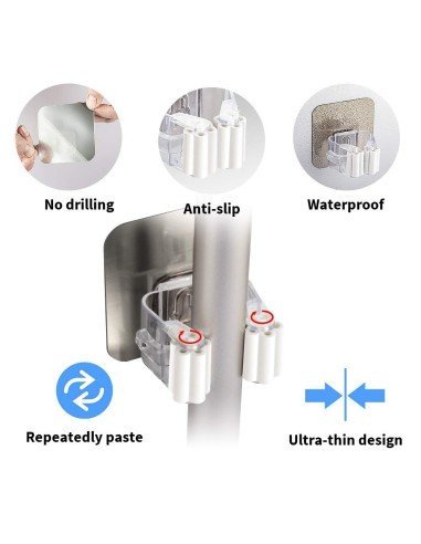 Organizador Wall Mount Multiusos colgador de útiles de Aseo, escobas..