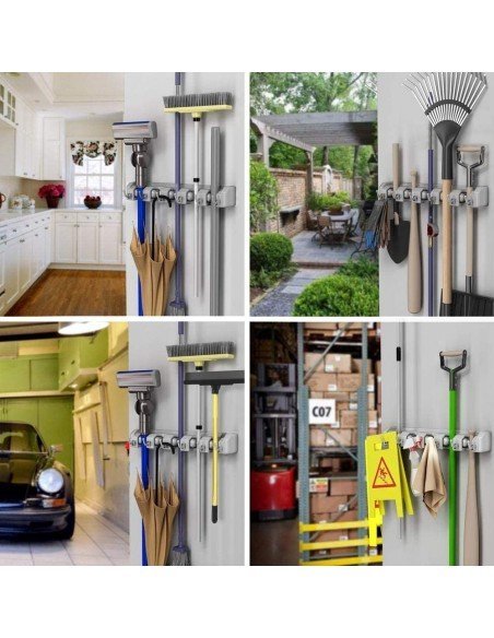 Organizador Multiusos colgador de útiles de Aseo, escobas