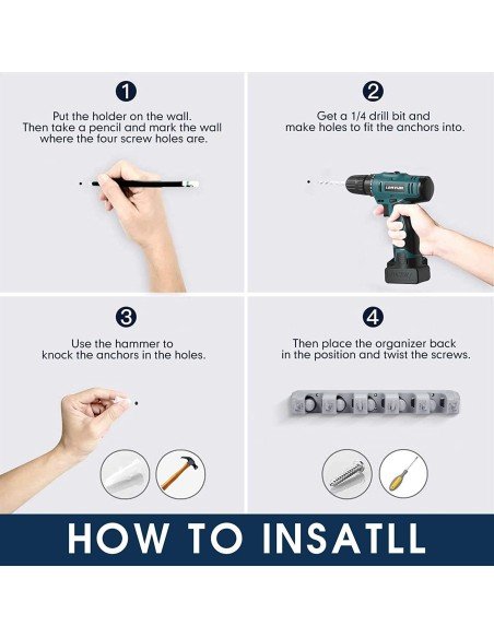 Organizador Multiusos colgador de útiles de Aseo, escobas