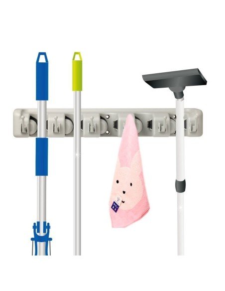 Soporte Organizador Multiusos Colgador Escobas Fregona