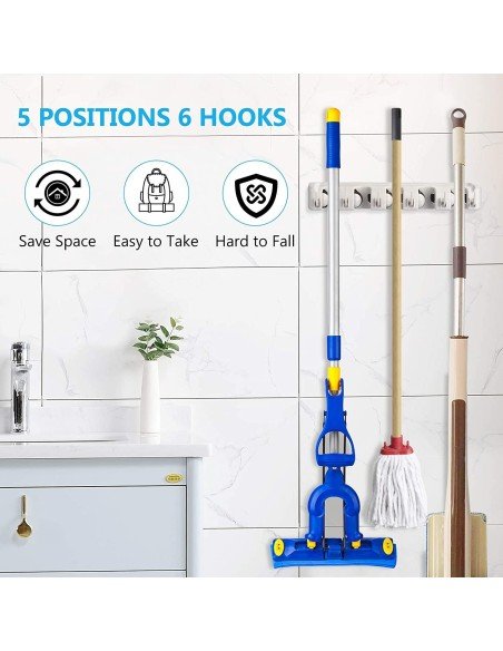 Soporte Organizador Multiusos Colgador Escobas Fregona